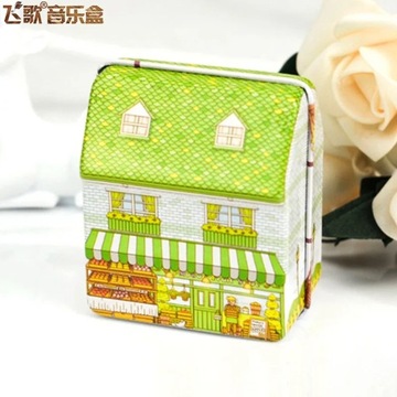 Lovely Metal House Clockwork Rotation Musical Boxe