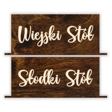 Tabliczki Słodki Stół Wiejski Stół Drewniane Ślub