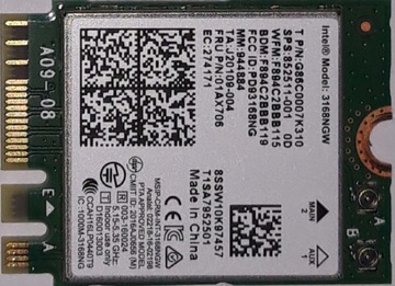 KARTA WIFI INTEL 3168NGW do HP 250 255 G6