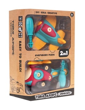 Zestaw 2w1 do Skręcania dla dzieci 3+ Samolot + Helikopter + 2 Śrubokręty