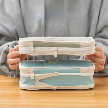 PIÓRNIK Dwukomorowy ROZKŁADANY na przybory dużo przegródek 3W1 DUŻY