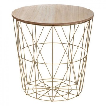 ЗОЛОТОЙ МЕТАЛЛИЧЕСКИЙ СТОЛИК С КОРЗИНОЙ КУМИ