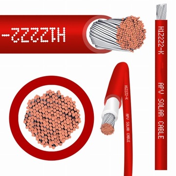 KABEL Przewód Solarny FOTOWOLTAIKA 1x4,0mm2 Czerwony 1m H1Z2Z2-K1X4MM-RX1