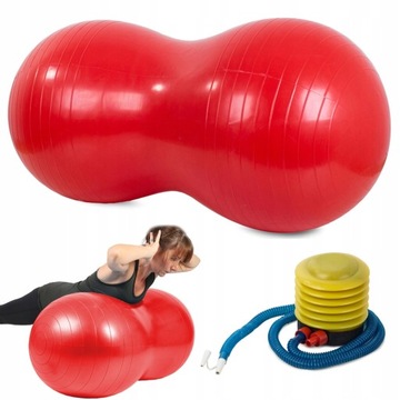 PIŁKA GIMNASTYCZNA FITNESS ORZESZEK FASOLKA DUŻA CZERWONA + pompka