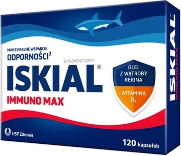 ISKIAL IMMUNO MAX olej z wątroby rekina Witamina D 120 kapsułęk