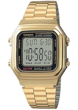 ZŁOTY DAMSKI ZEGAREK ELEKTRONICZNY CASIO A178 WGA
