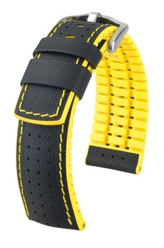 PASEK HIRSCH ROBBY KAUCZUKOWY BLACK / YELLOW 20 MM