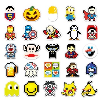 54 шт., наклейки для скейтборда Pixel Mix, Marvel, Marvel, Pokemon, для ноутбука