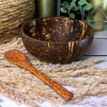 Кокосовые миски + ложки - Набор на 2 персоны