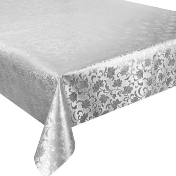 Cerata na Metry Obrus Ceratowy na Wymiar Srebrny Kwiaty 200x140 cm
