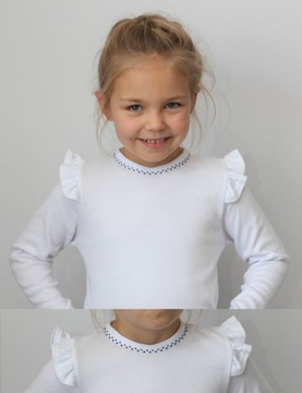 БЕЛАЯ БЛУЗКА С ОБОРОТАМИ, РАЗМЕР. 134 - КЛАУДИНКА