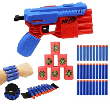 PISTOLET NERF ALPHA STRIKE FANG ZE STRZAŁKAMI + OPASKA + CELE