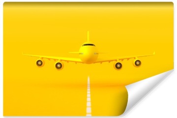 3D Желтые фотообои САМОЛЕТ для молодежи 135х90.