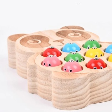 GRA ZRĘCZNOŚCIOWA ŁOWIENIE RYBEK NA MAGNES + 2 WĘDKI DREWNIANA ZŁAP RYBKĘ