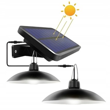 СОЛНЕЧНАЯ ЛАМПА 2x СВЕТОДИОДНАЯ ЛЮСТРА ПОДВЕСНАЯ САДОВАЯ ПАНЕЛЬ + ПУЛЬТ ДИСТАНЦИОННОГО УПРАВЛЕНИЯ