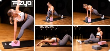 Kostka do Ćwiczeń Jogi FIZYO Blok EVA Klocek do Pilates Yoga Fitness Różowa