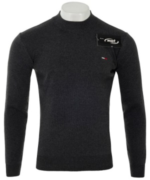 SWETER MĘSKI ELASTYCZNY CIEMNO-SZARY PÓŁ-GOLF KLASYCZNY XXL