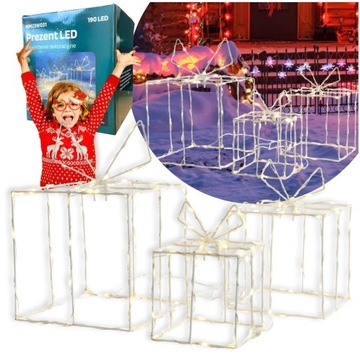 ZESTAW OŚWIETLENIE ZEWNĘTRZNE LED PREZENTY DEKORACJE ŚWIĄTECZNE OGRÓD IP44