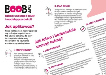 ТЕЙП ДЛЯ ПОДЪЕМА ГРУДИ, ФОРМИРОВАНИЕ ДЕКОЛЬНОСТИ, ТЕЙПИРОВАНИЕ ПУШАП, BOOB TAPE LEAFLET PL