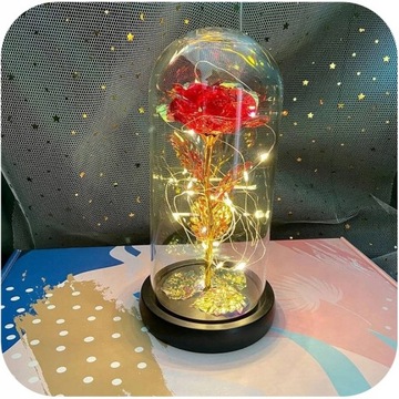 ВЕЧНАЯ СВЕТЯЩАЯСЯ СВЕТОДИОДНАЯ РОЗА В СТЕКЛЕ ДЛЯ ПОДАРКА НА ДЕНЬ МАТЕРИ + КОРОБКА