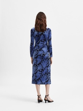 Selected Femme modro-čierne midi šaty M