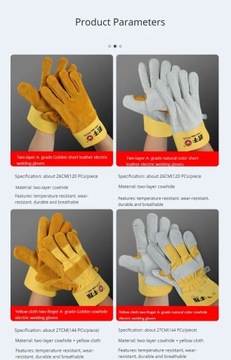 Welding Gloves Two Layer Cowhide Wear-resistant