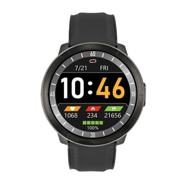 Smartwatch WM18 czarny skórzany POMIARY ZDROWOTNE