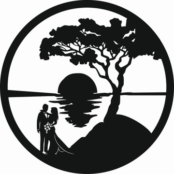 Drzewo w kole bonsai zachód słońca para 30 kolory