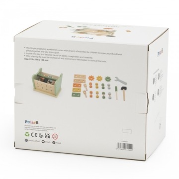 ZESTAW 2W1 DREWNIANY MINI WARSZTAT SKRZYNKA Z NARZĘDZIAMI