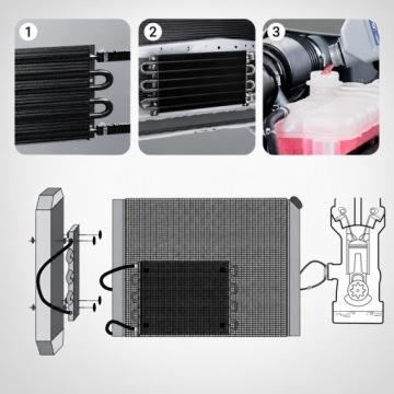 8-РЯДНЫЙ УНИВЕРСАЛЬНЫЙ МАСЛЯНЫЙ ОХЛАДИТЕЛЬ INTER COOLER DRYF AC, ЧЕРНЫЙ, КОМПЛЕКТ