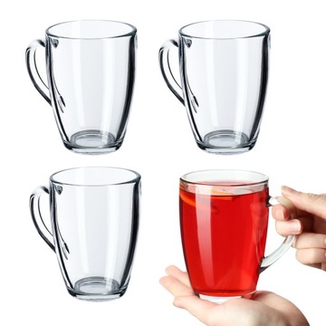 SZKLANKI 350ml ZESTAW 4szt DO HERBATY KAWY Z UCHEM