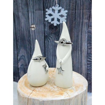 OZDOBA ŚWIATECZNA PORCELANOWA FIGURKA MIKOŁAJ GNOM SKRZAT16CM