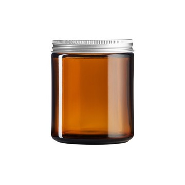 Słoik szklany 250 ml brązowy z nakrętką aluminiową srebrną do kremów, świec