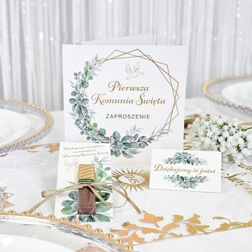 Благодарственные открытки для гостей Мерси Причастие Эвкалипт Бохо 5 шт.