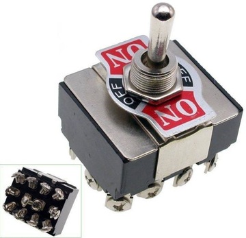 Przełącznik KN3B-403 3-poz. poczwórny ON-OFF-ON