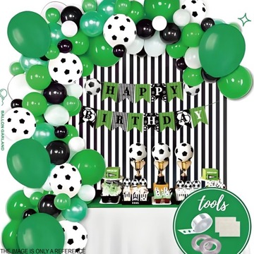 Balony Girlanda ŁUK Zielono Biała Konfetti 96 Szt Piłka Nożna