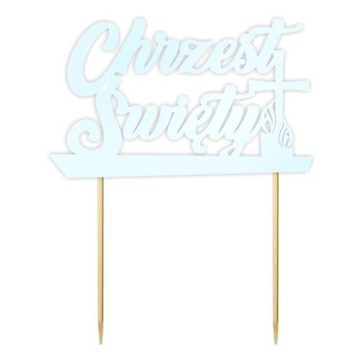 TOPPER papier TORT CHRZEST ŚWIĘTY błękit perłowy