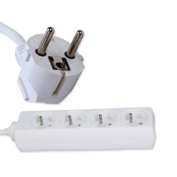 Przedłużacz 4 gniazda z uz. 5m biały IP20 3x1 OMY Rum-Lux PM/4-3-5M