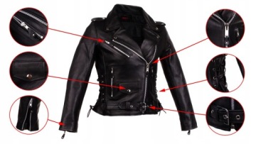 КУРТКА ЖЕНСКАЯ МОТОЦИКЛНАЯ КОЖАНАЯ, XL
