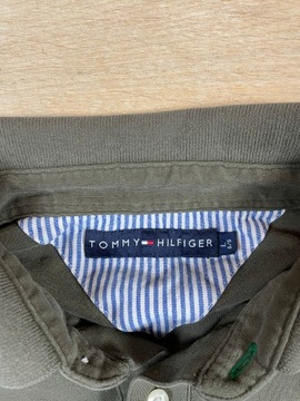 Tommy Hilfiger logo unikat khaki longsleeve polo L