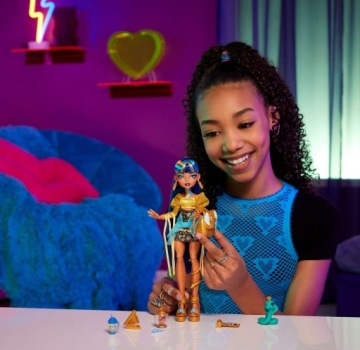 MONSTER HIGH CLEO DE NILE КУКЛА 30 СМ + АКСЕССУАРЫ КОБРА ПУГАЛО