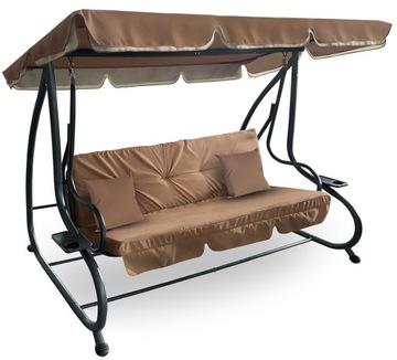 Aga huśtawka ogrodowa wolnostojąca 55 x 146cm 2w1 GRANDLUX jasnobrązowa