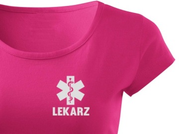 DAMSKA KOSZULKA MEDYCZNA NADRUK LEKARZ ODBLASKOWY
