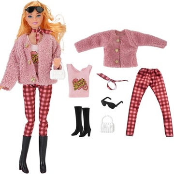 DAMSKI ZESTAW UBRANKO FUTERKO TOREBKA WYSOKIE BUTY DLA LALKI TYPU BARBIE