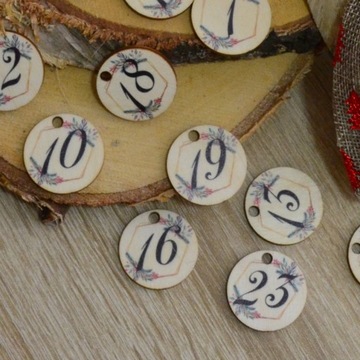 Деревянные цифры для адвент-календаря, 24 шт.