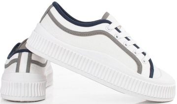 7137 BIAŁE NISKIE TRAMPKI SNEAKERSY PLATFORMA 37