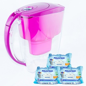 Dzbanek Aquaphor Fresh Fuksja + 3x wkład Maxfor