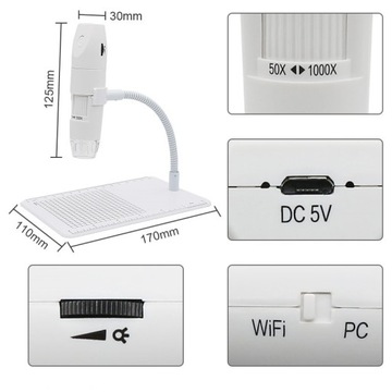MIKROSKOP CYFROWY USB 1080p 2MP APP 1000x WIFI