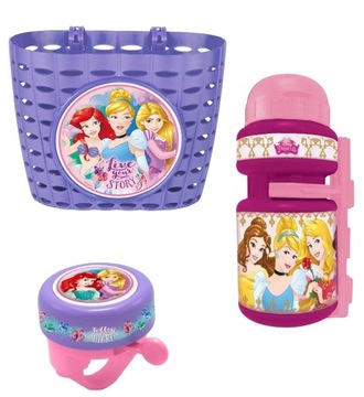 Koszyk dzwonek na rower rowerowy bidon 350 ml DISNEY PRINCESS KSIĘŻNICZKI