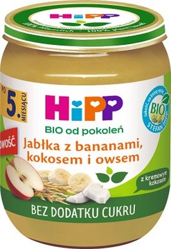 Hipp jabłka z bananami,, kremowym kokosem i owsem